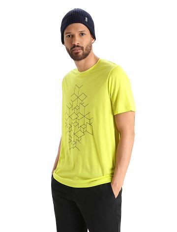 T Shirts Icebreaker Merino Tech Lite II Corta Sleeve Snowflake Homme Jaune | FR 1202PJJQ